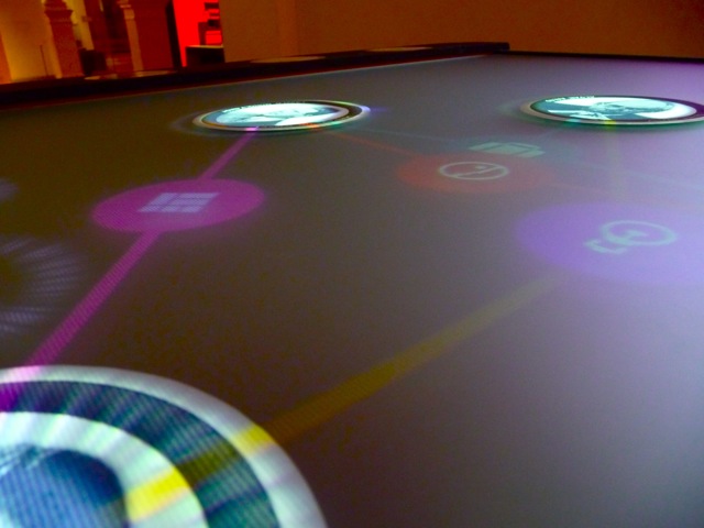Close-up of the table's interface